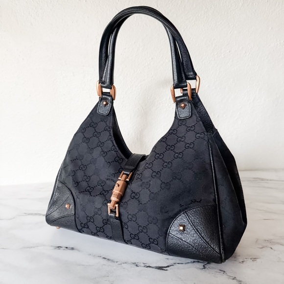 Handbags - Gucci GG Logo Black Jackie Shoulder Bag